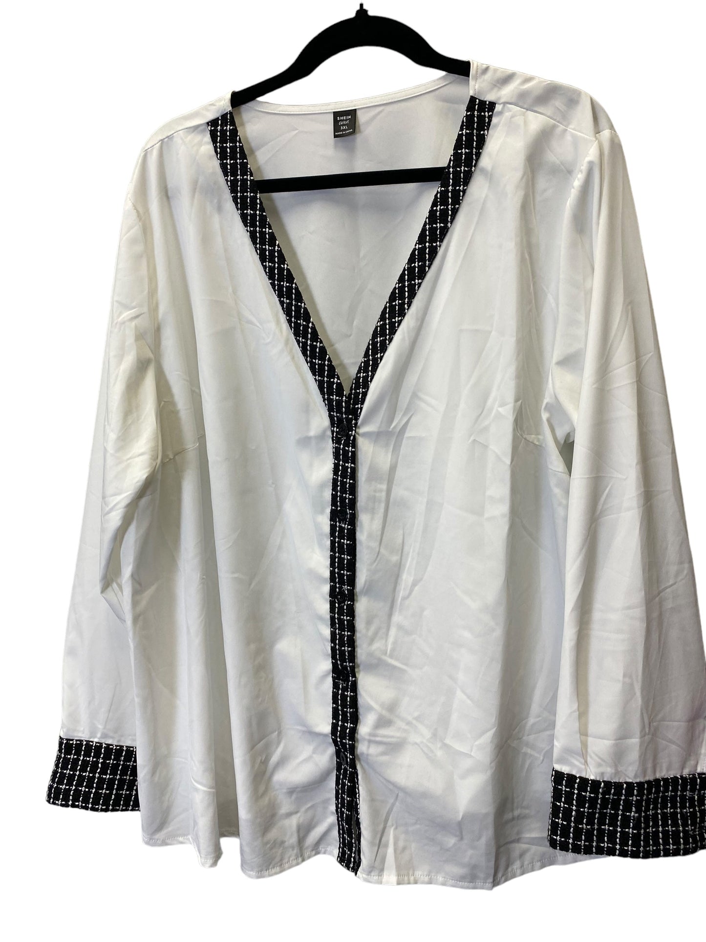 Blouse Long Sleeve By Shein In White, Size: Xxxl