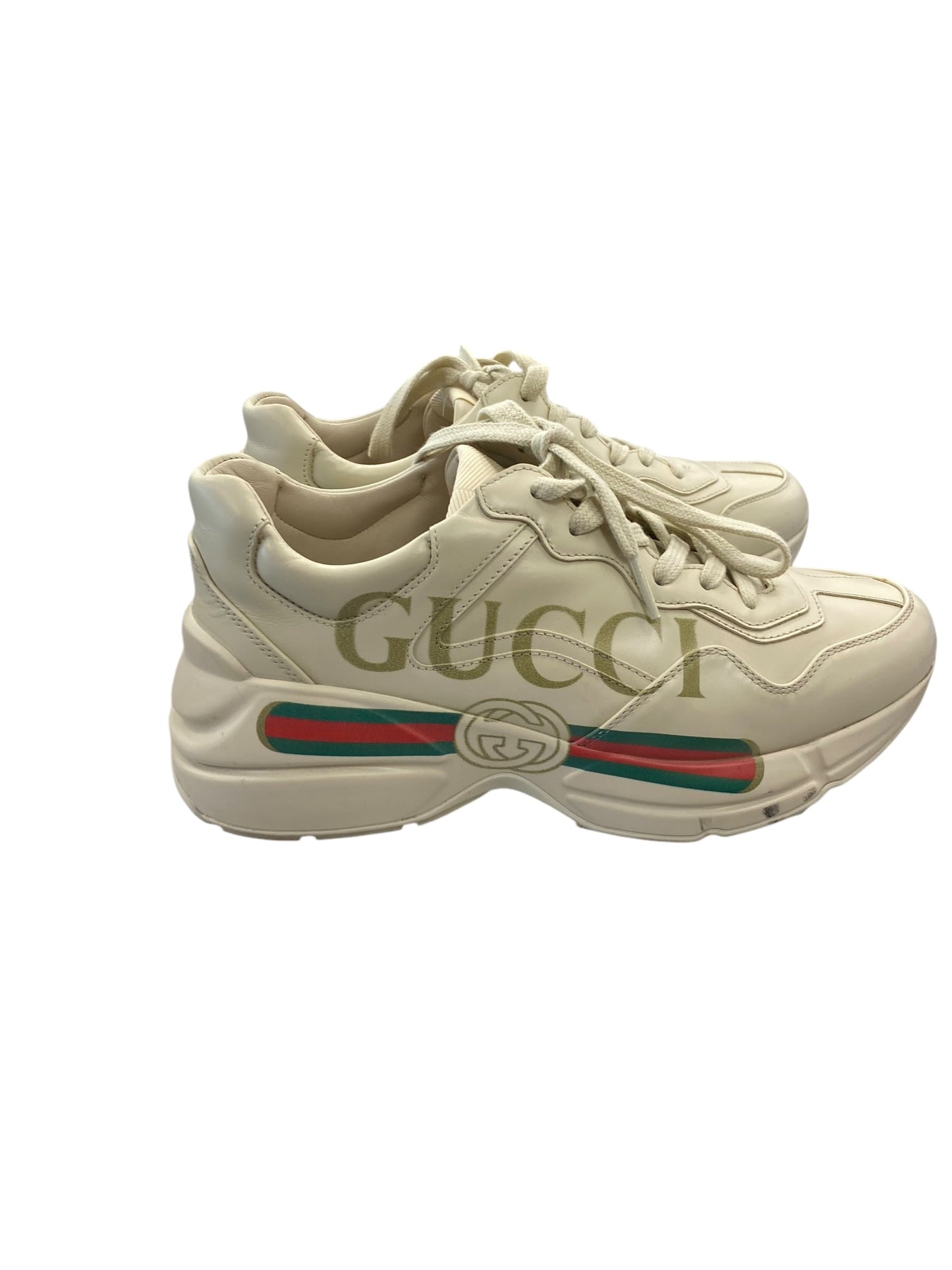 Shoes Luxury Designer By Gucci In Cream, Size: 7