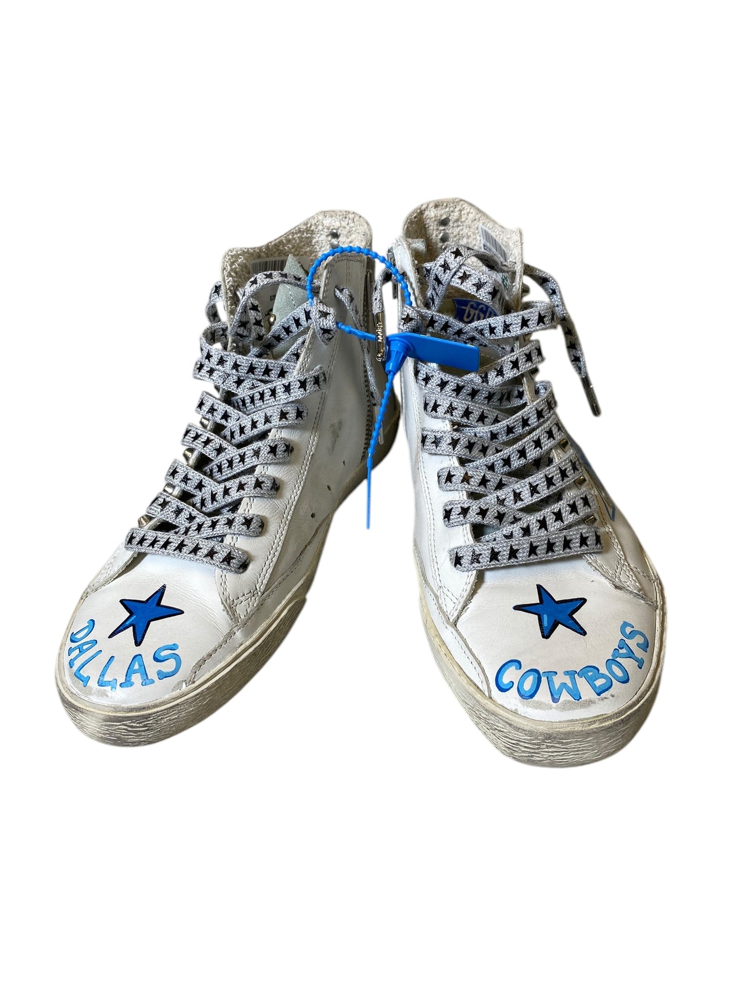 Shoes Luxury Designer By Golden Goose In Blue & White, Size: 7.5