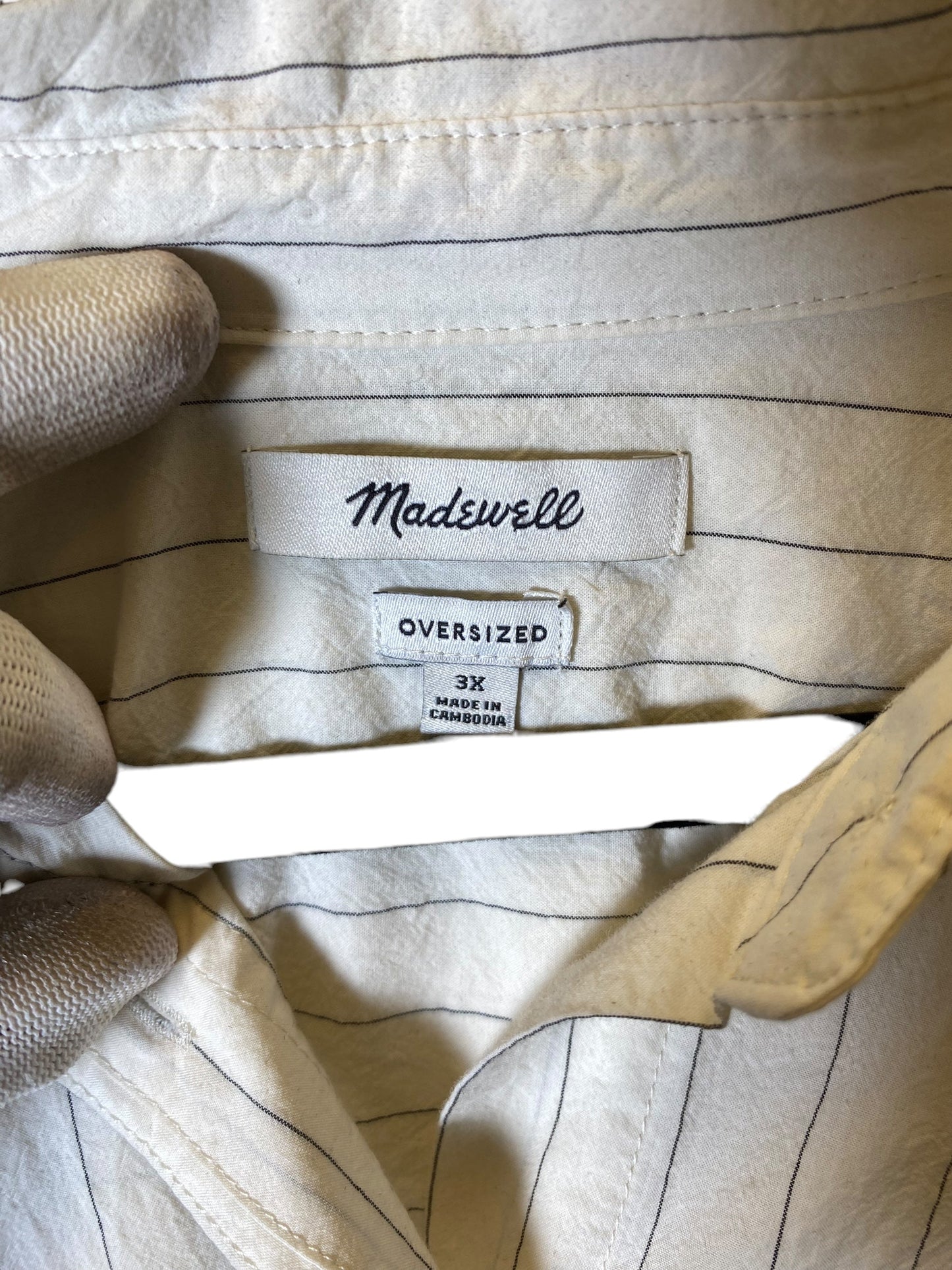 Blouse Long Sleeve By Madewell In Striped Pattern, Size: 3x