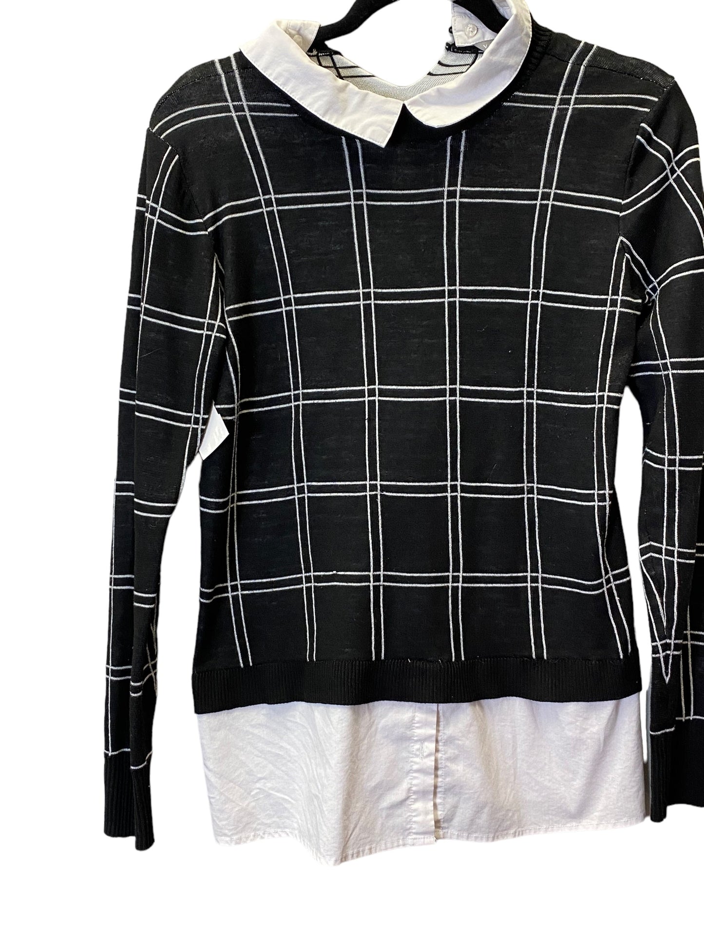 Sweatshirt Collar By Valerie Stevens In Black & White, Size: S