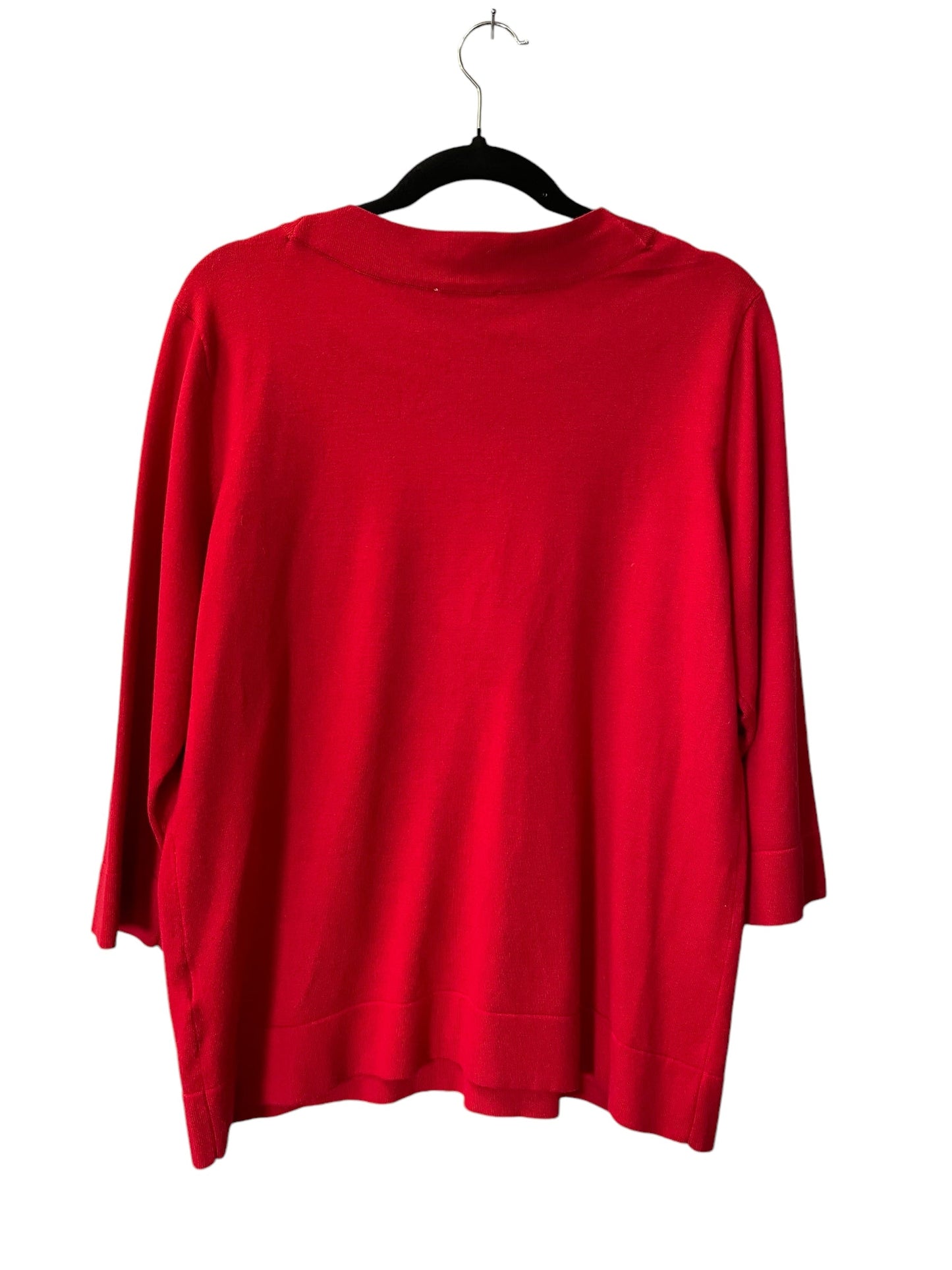 Top 3/4 Sleeve By Calvin Klein In Red, Size: L