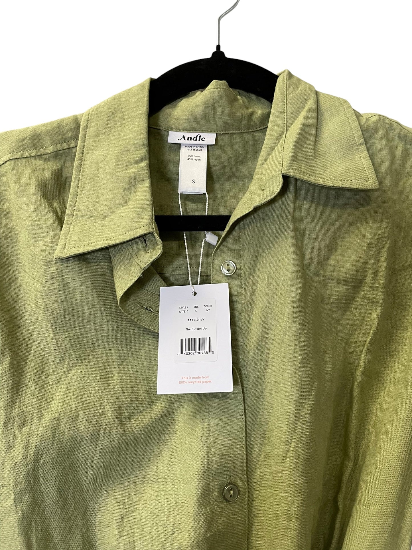 Blouse Long Sleeve By Clothes Mentor In Green, Size: S