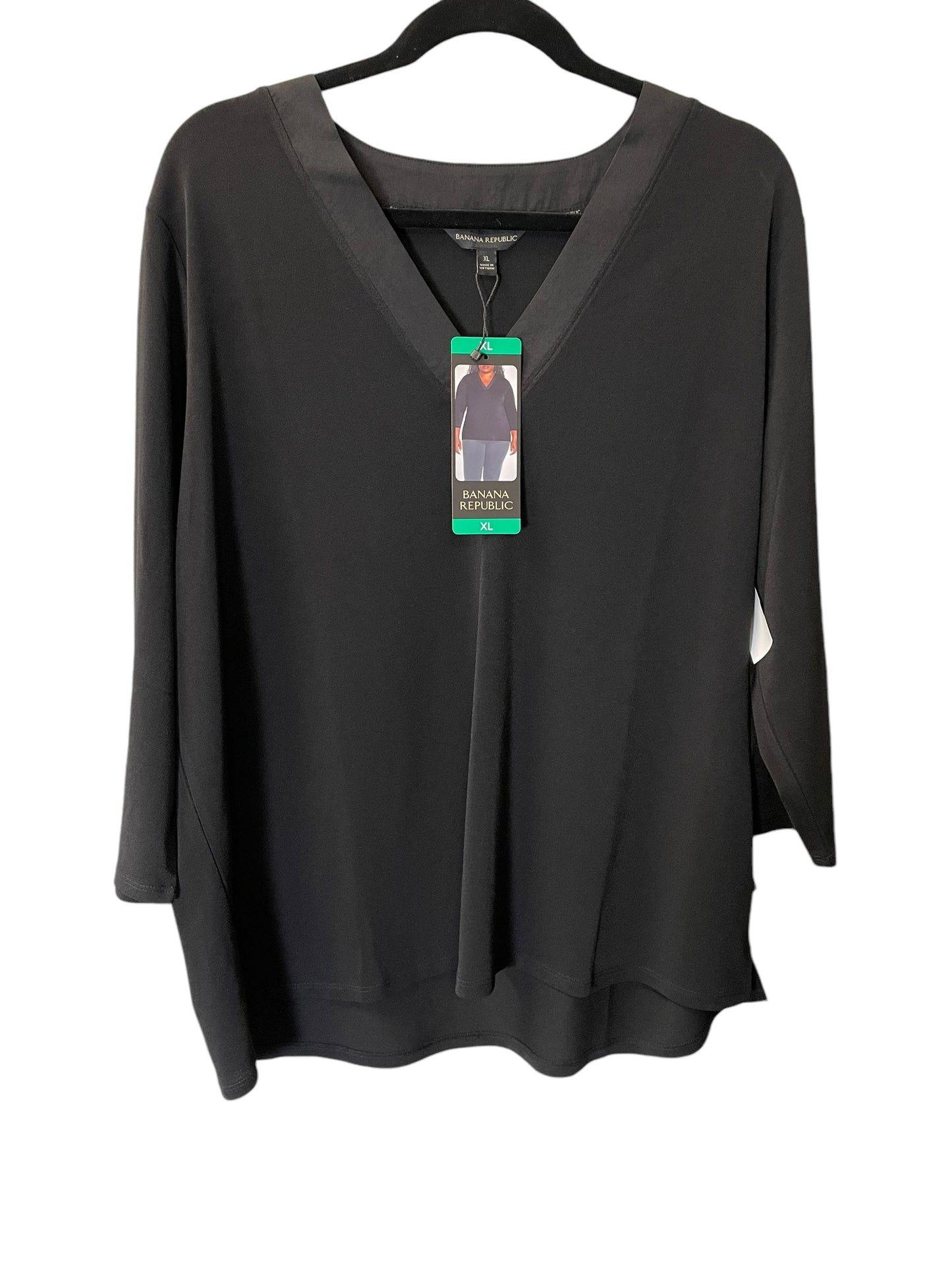 Top 3/4 Sleeve By Banana Republic In Black, Size: Xl