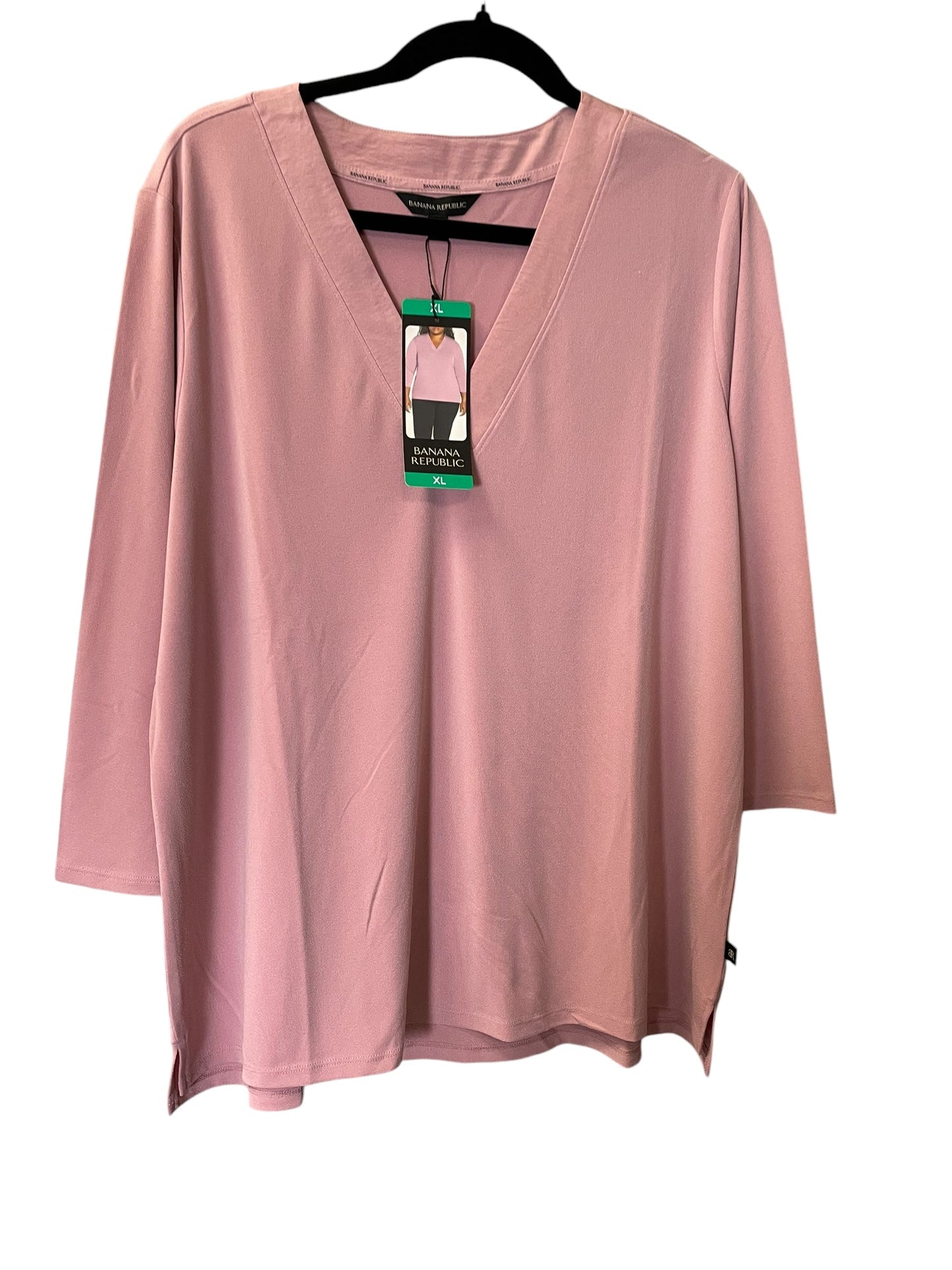 Top 3/4 Sleeve By Banana Republic In Pink, Size: Xl