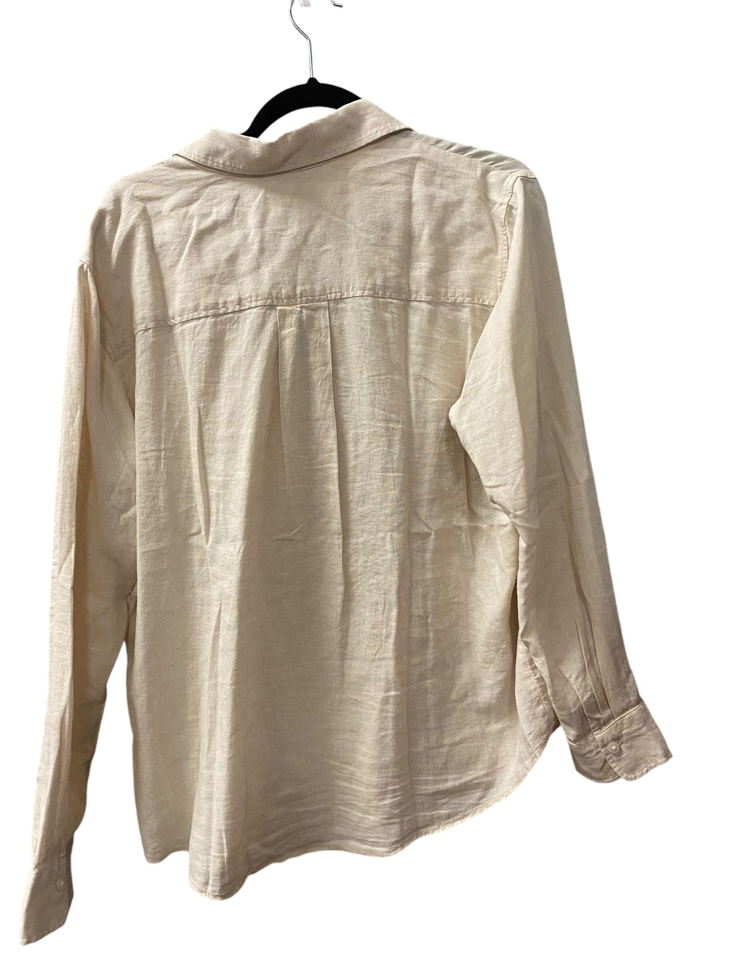 Blouse Long Sleeve By H&m In Beige, Size: M