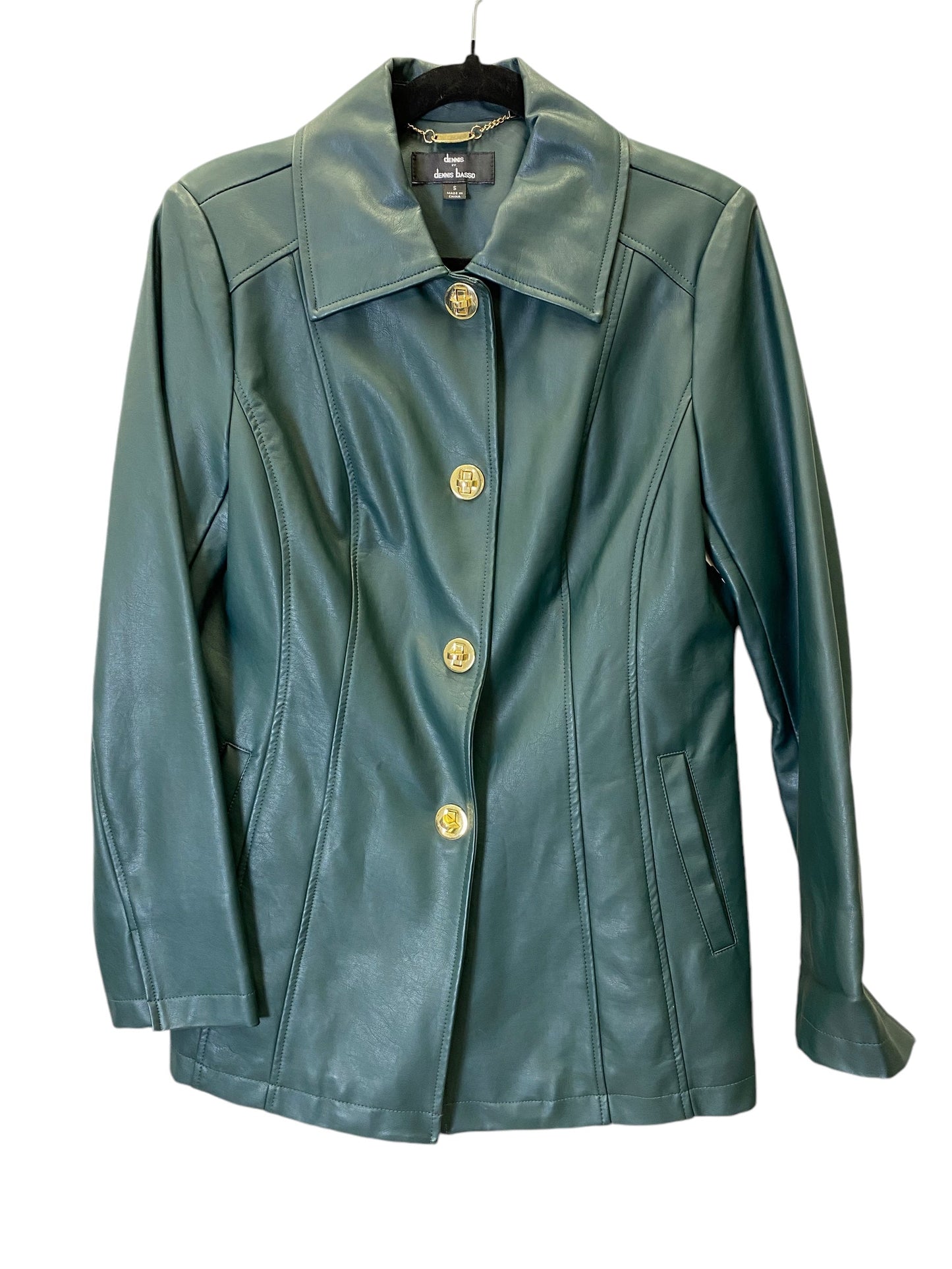 Jacket Leather By Dennis Basso Qvc In Green, Size: S