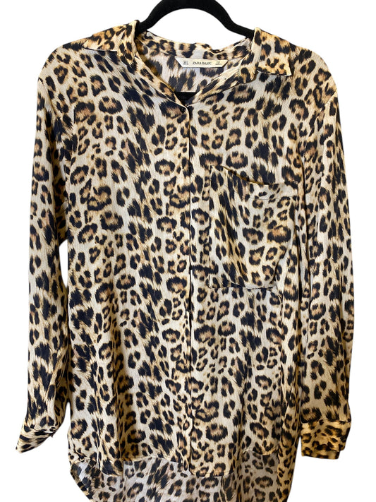 Blouse Long Sleeve By Zara In Animal Print, Size: M