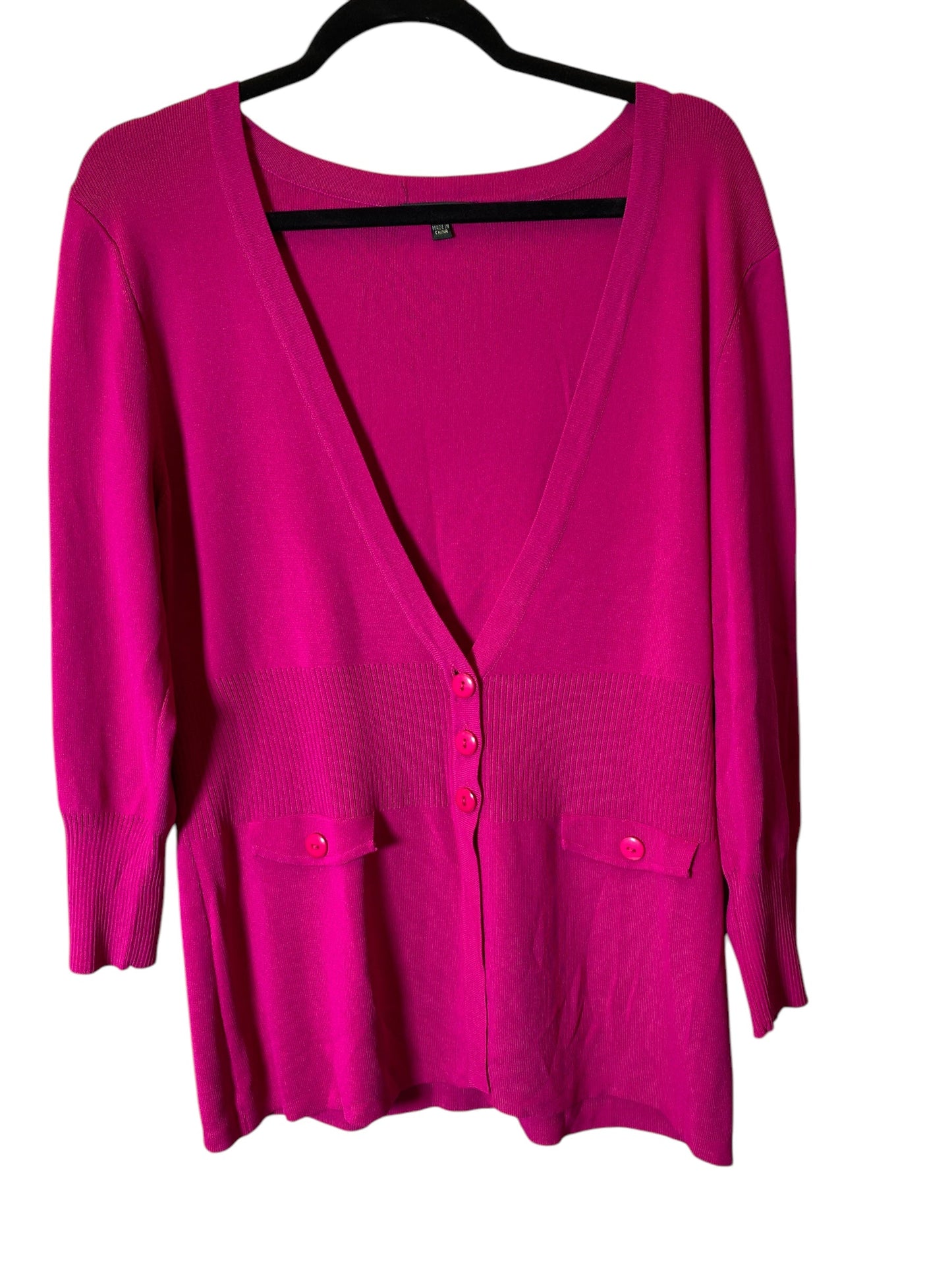 Sweater Cardigan By Harve Bernard In Pink, Size: Xl