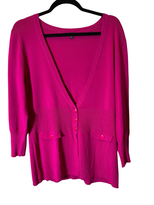 Sweater Cardigan By Harve Bernard In Pink, Size: Xl