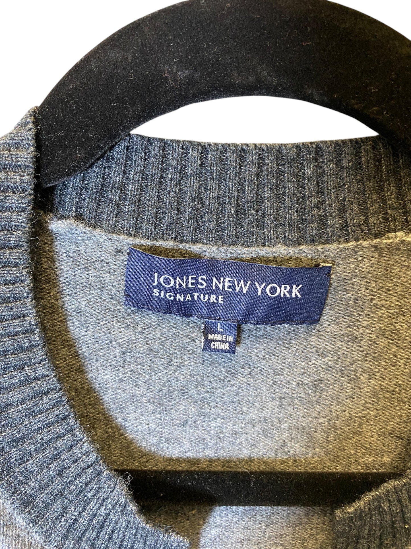 Sweater Cardigan By Jones New York In Black & Grey, Size: L