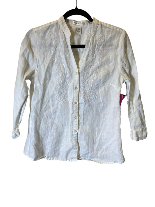 Blouse Long Sleeve By Susan Bristol In White, Size: S