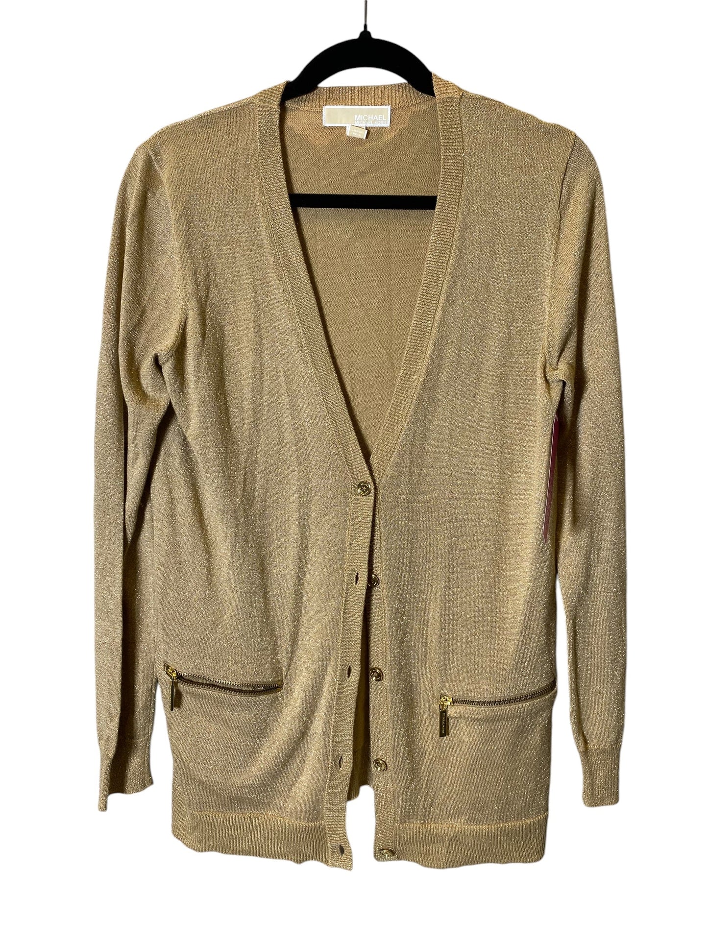 Cardigan Designer By Michael Kors In Gold, Size: M