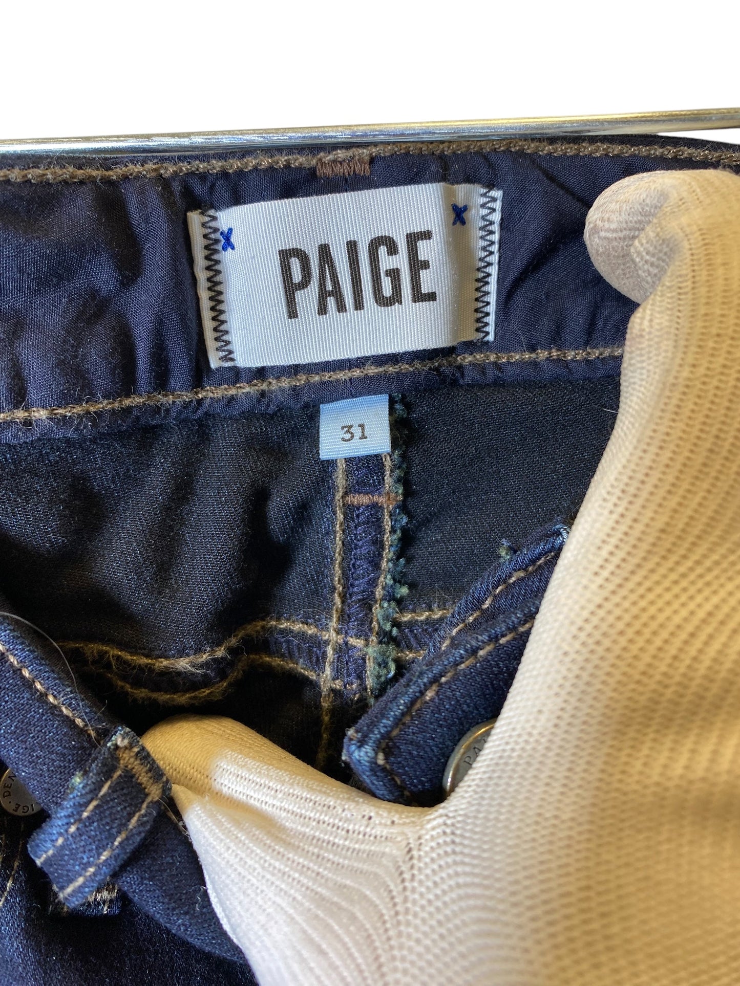 Jeans Straight By Paige In Navy, Size: 12