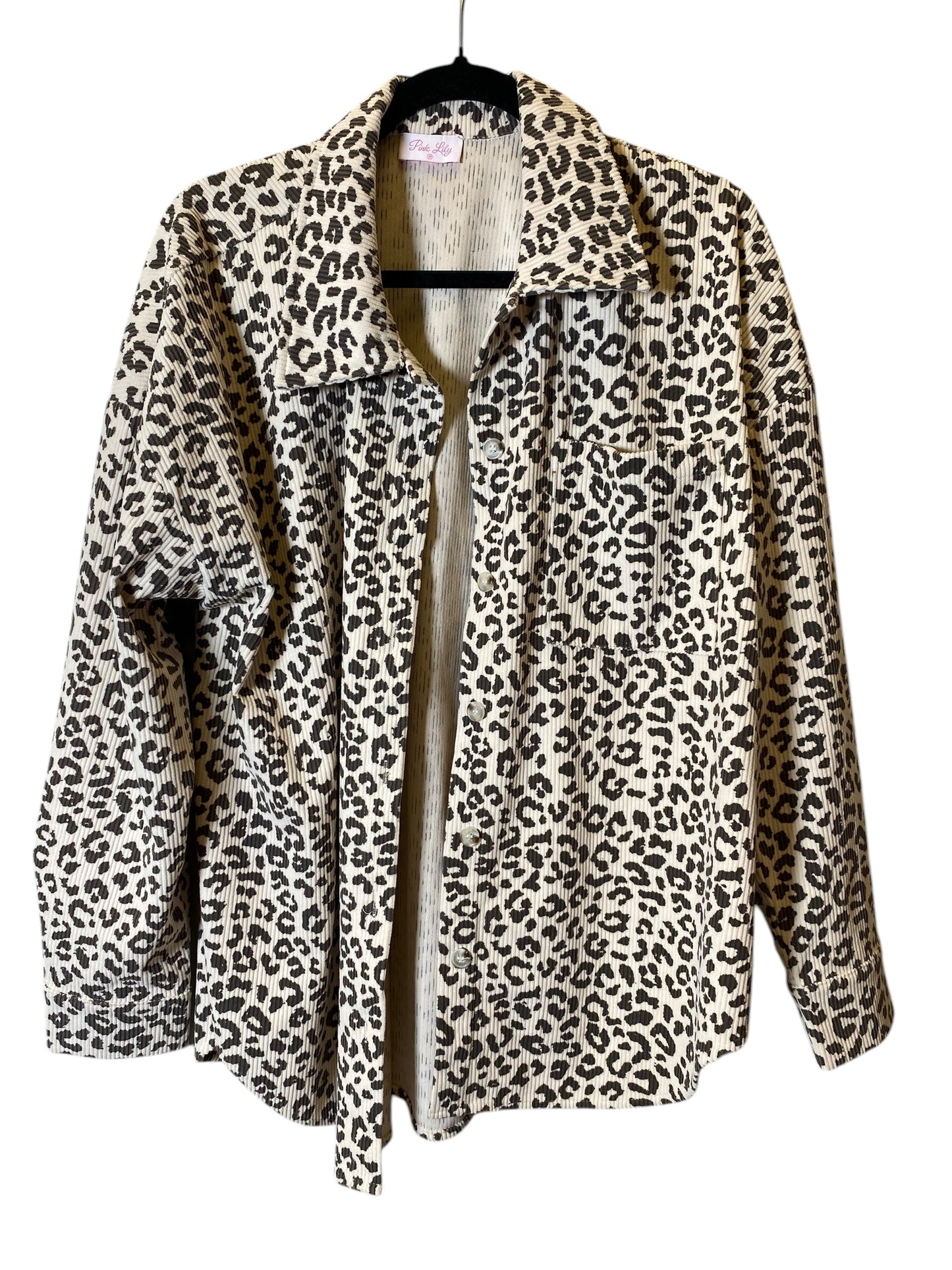 Blouse Long Sleeve By Pink Lily In Animal Print, Size: M