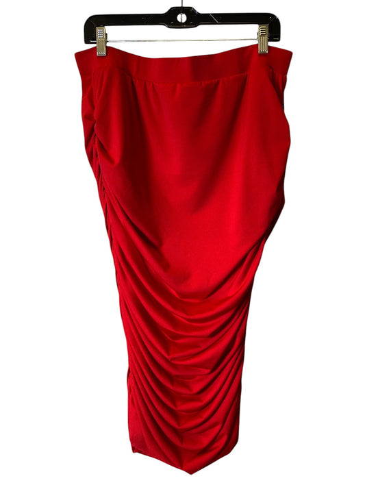 Skirt Midi By New York And Co In Red, Size: Xl