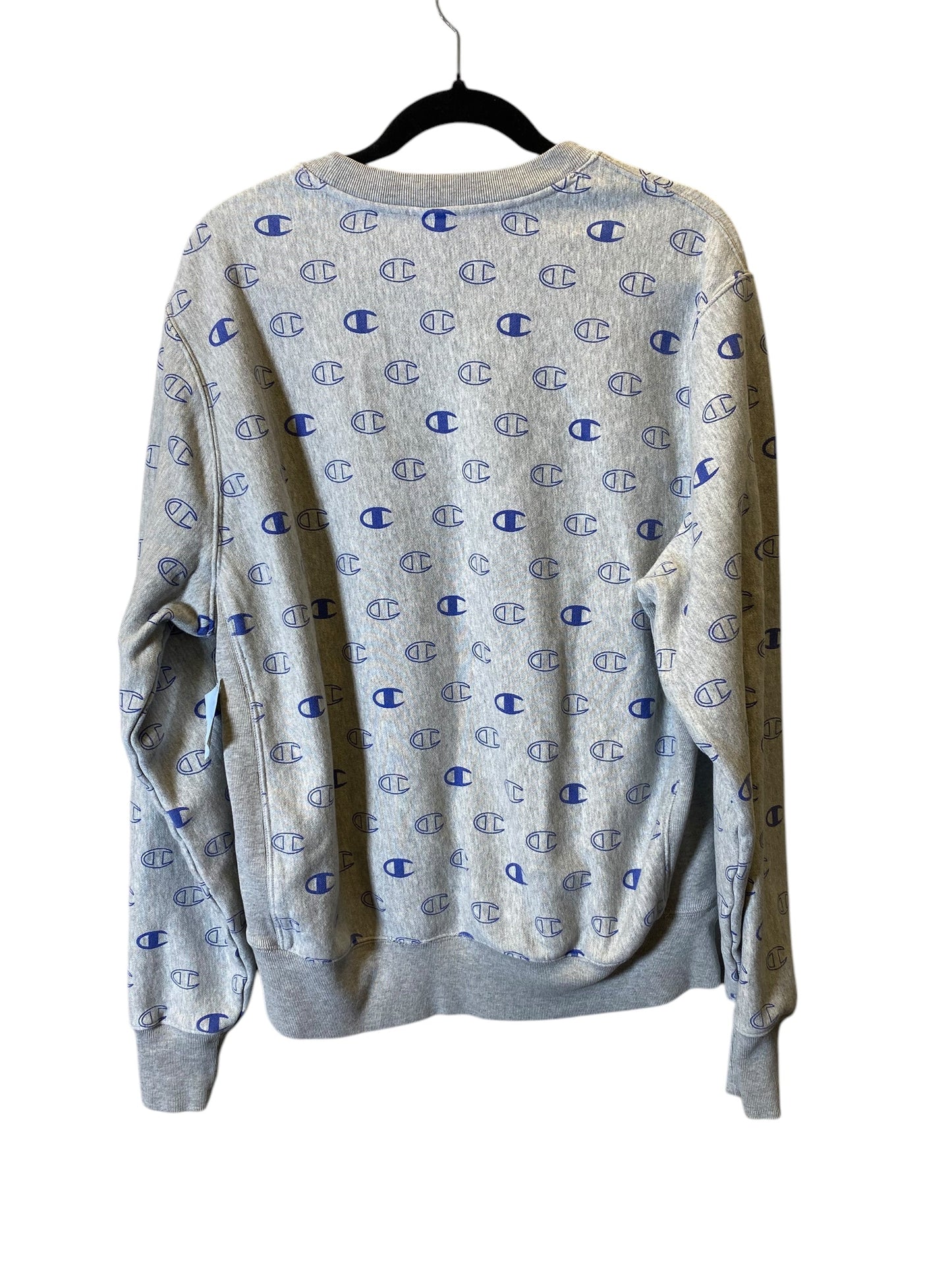 Sweater By Champion In Blue & Grey, Size: L