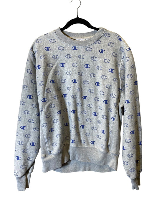 Sweater By Champion In Blue & Grey, Size: L