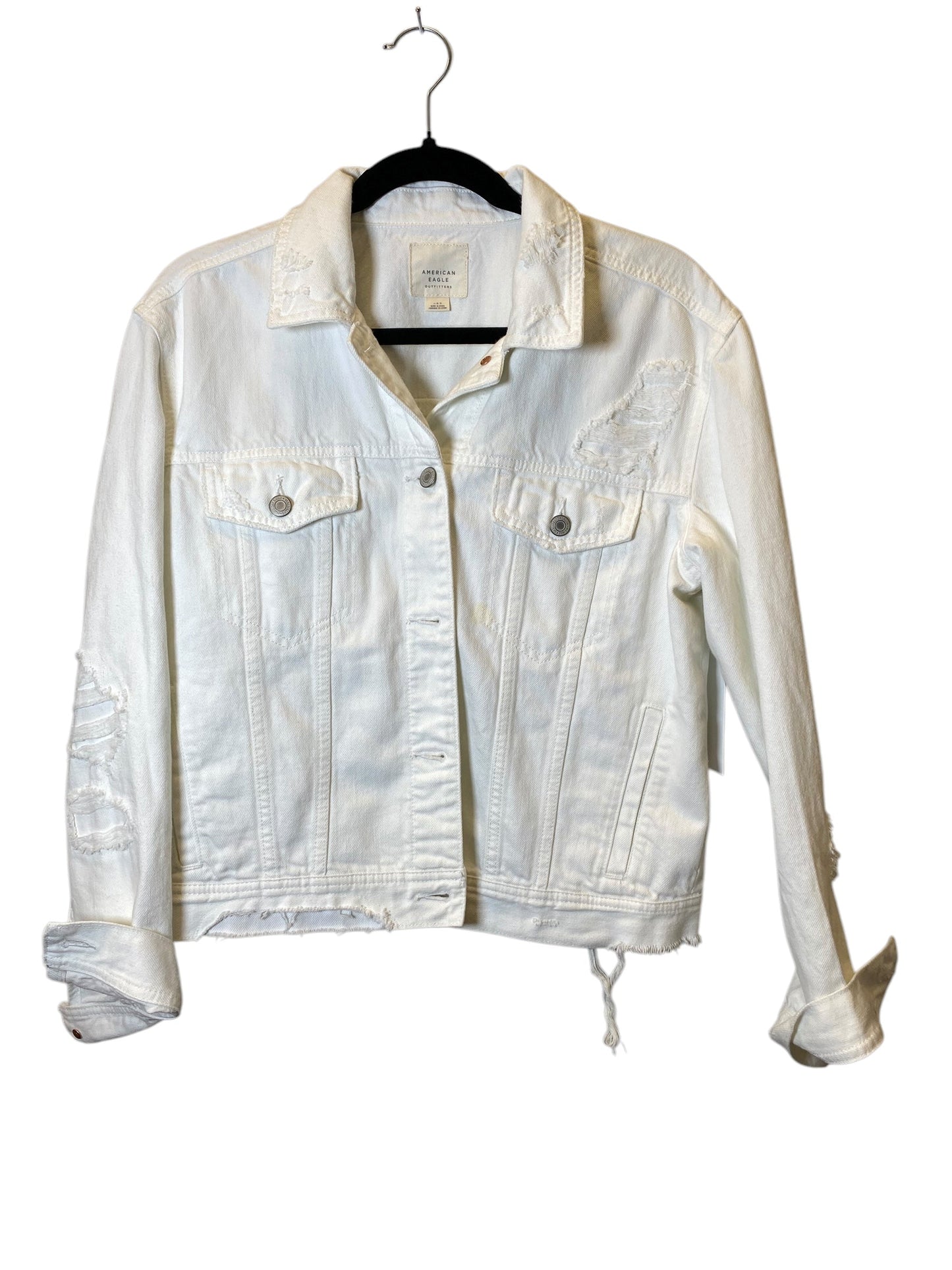 Jacket Denim By American Eagle In White, Size: L