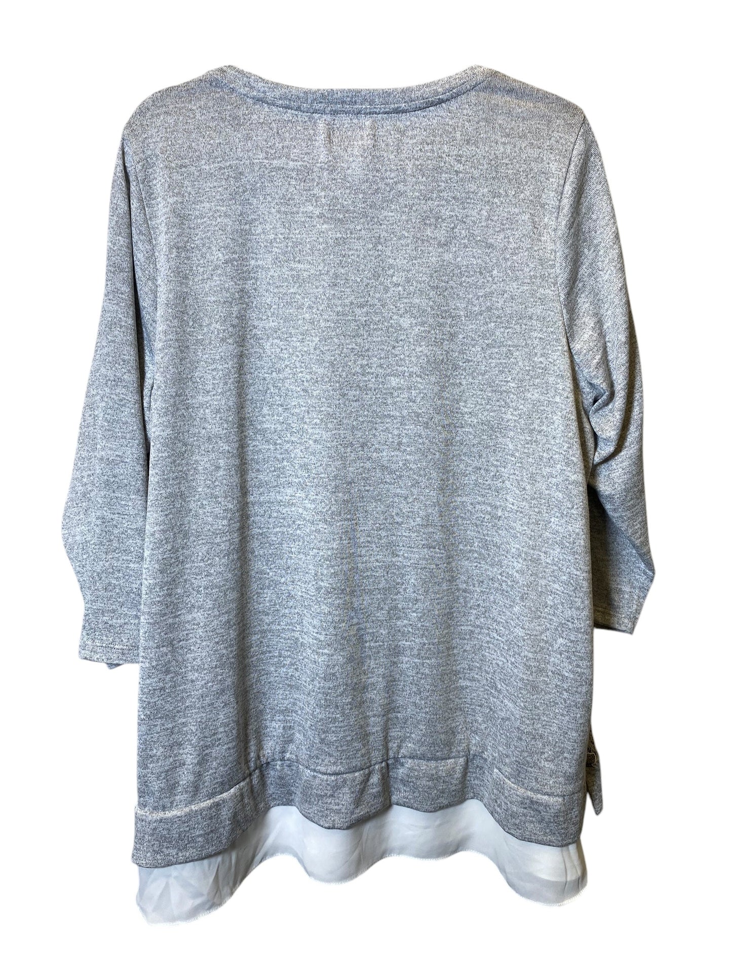 Top 3/4 Sleeve By Dressbarn In Grey, Size: 2x