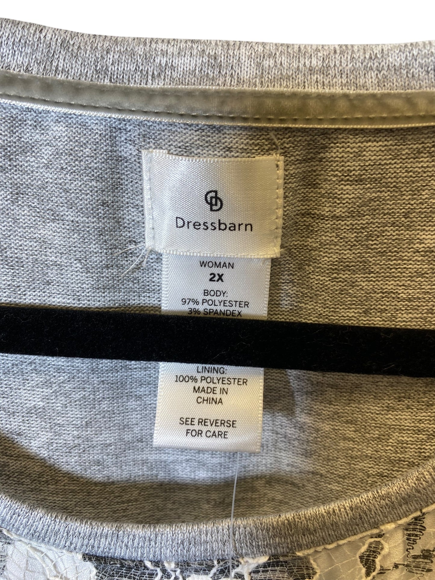 Top 3/4 Sleeve By Dressbarn In Grey, Size: 2x