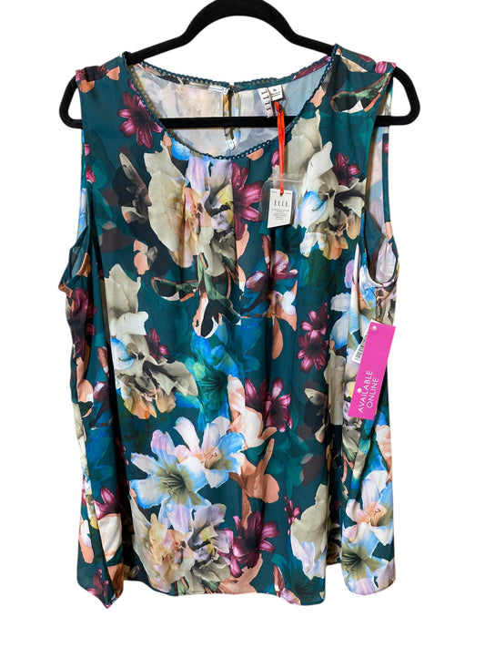 Top Sleeveless By Elle In Floral Print, Size: Xl