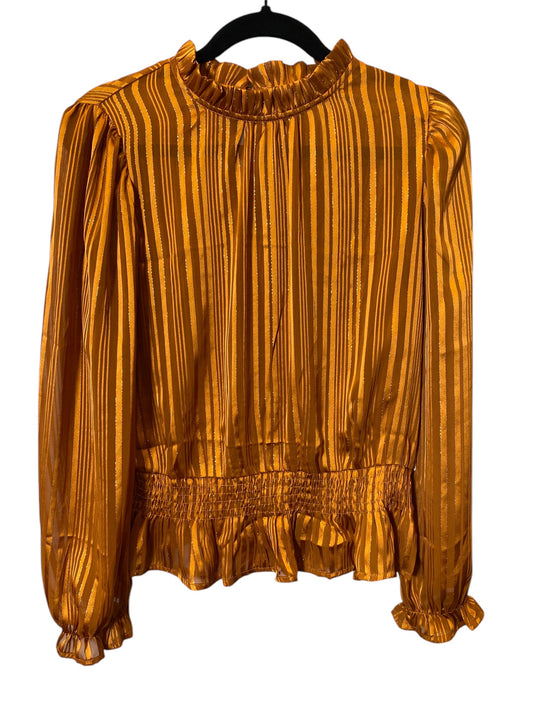 Top Long Sleeve By Iris In Brown & Gold, Size: M