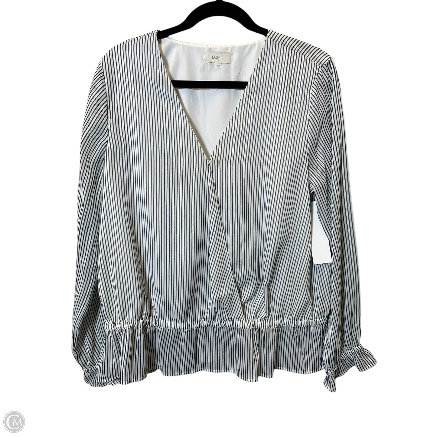 Top Long Sleeve By Loft In Striped Pattern, Size: L