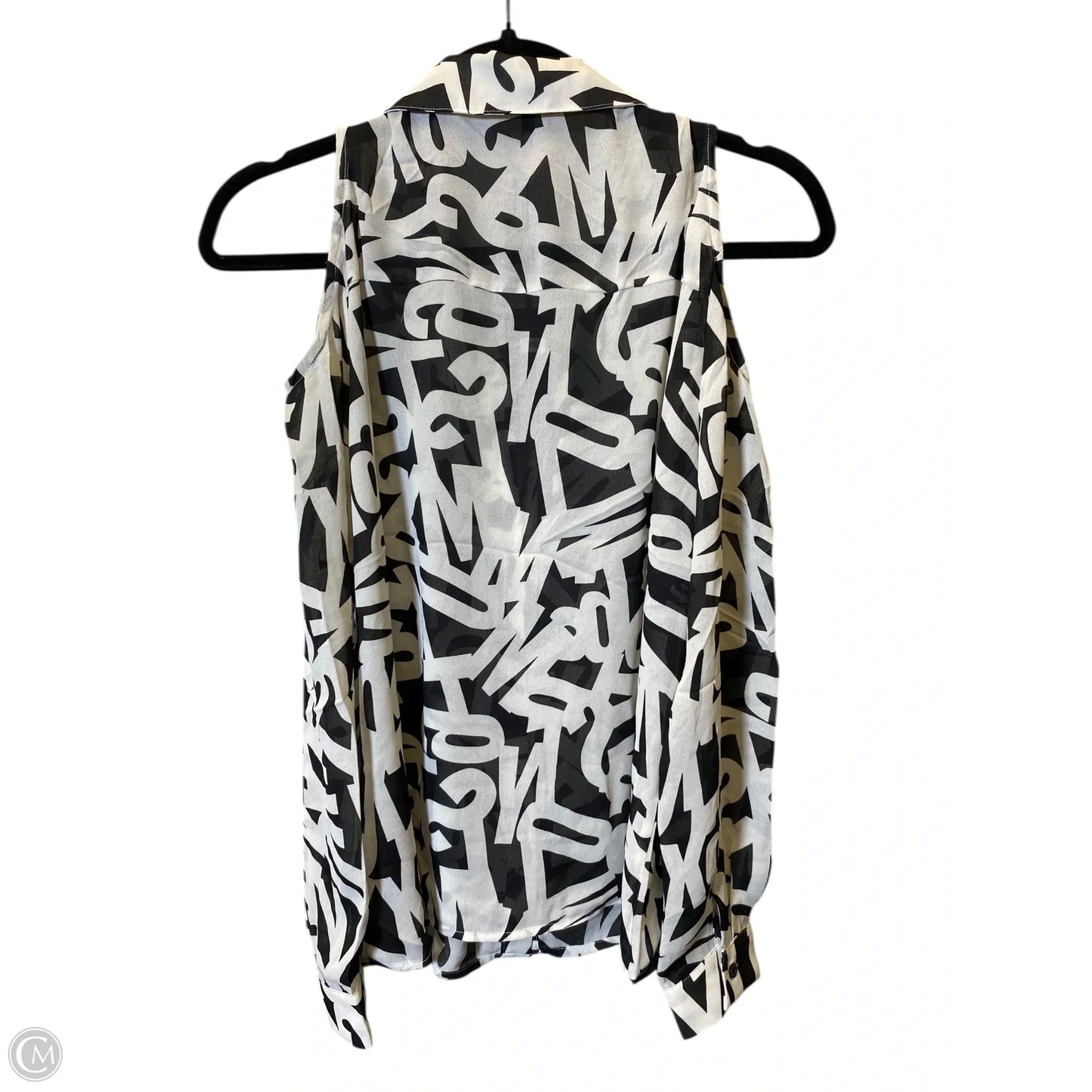 Blouse Long Sleeve By Clothes Mentor In Black & White, Size: L