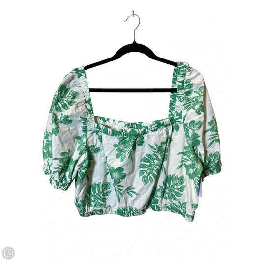 Top Short Sleeve By American Eagle In Green & White, Size: Xl