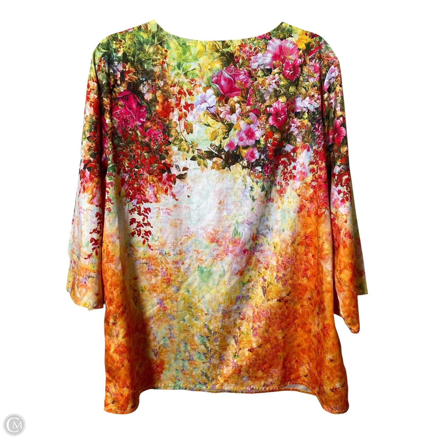Top 3/4 Sleeve By Misslook In Floral Print, Size: 2x