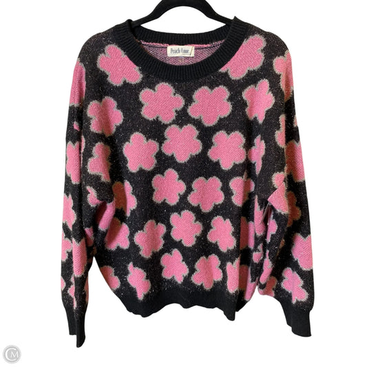 Sweater By Peach Love Cream California In Black & Pink, Size: M