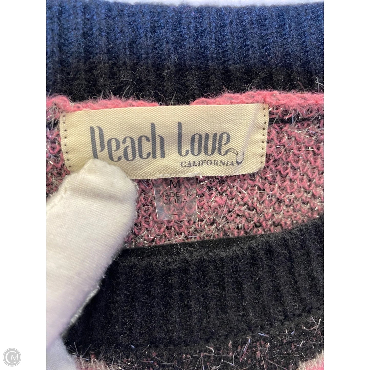 Sweater By Peach Love Cream California In Black & Pink, Size: M