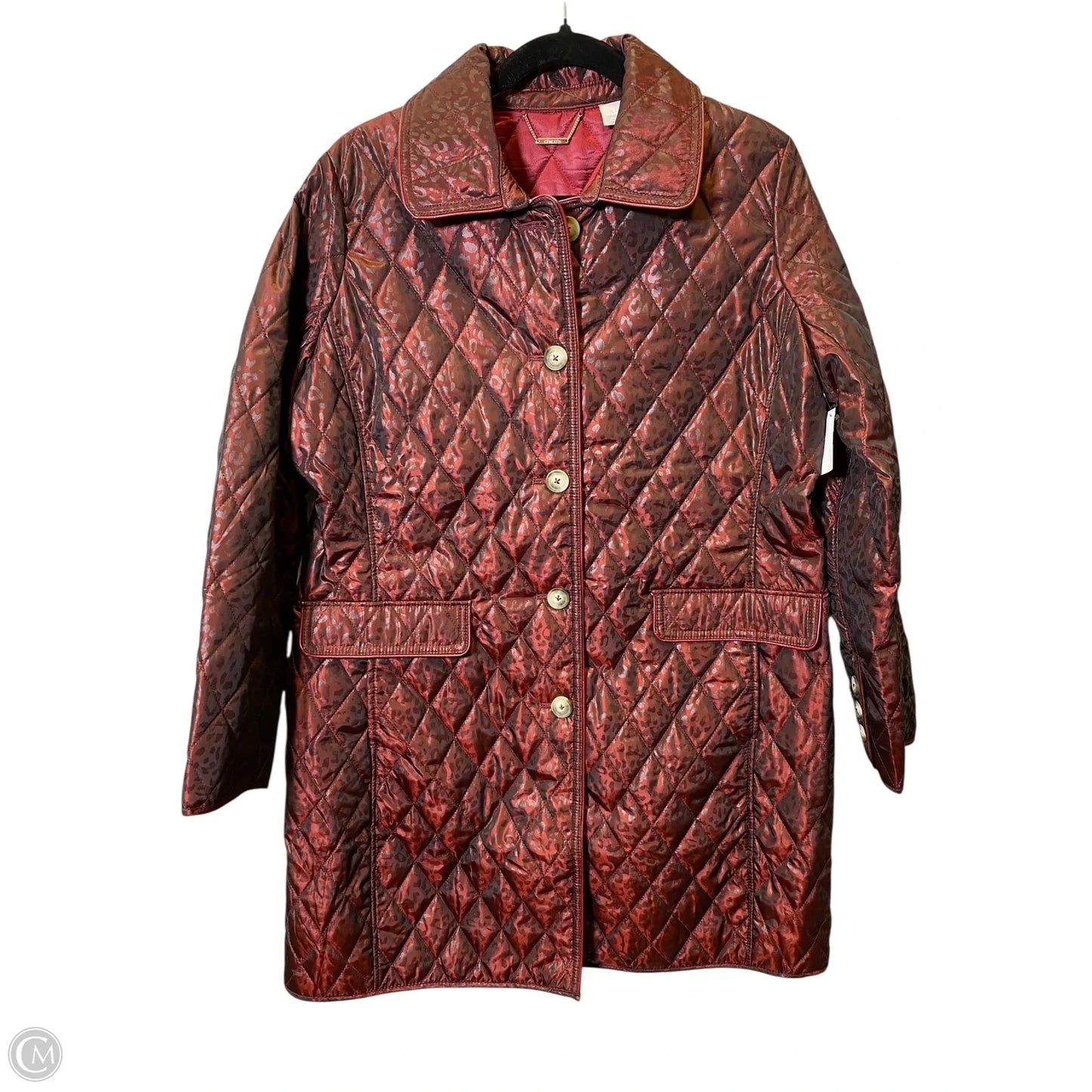 Jacket Puffer & Quilted By Chicos In Maroon, Size: L