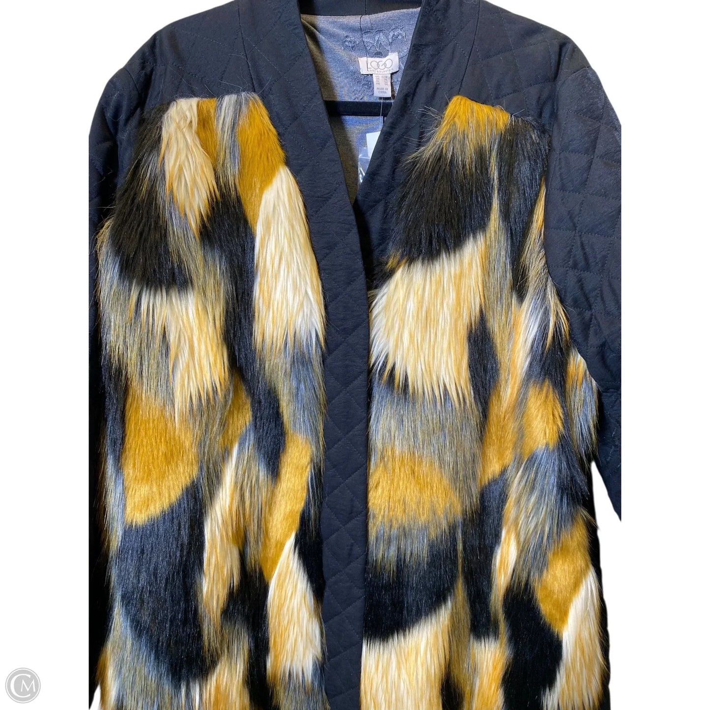 Coat Faux Fur & Sherpa By Logo In Black, Size: 22