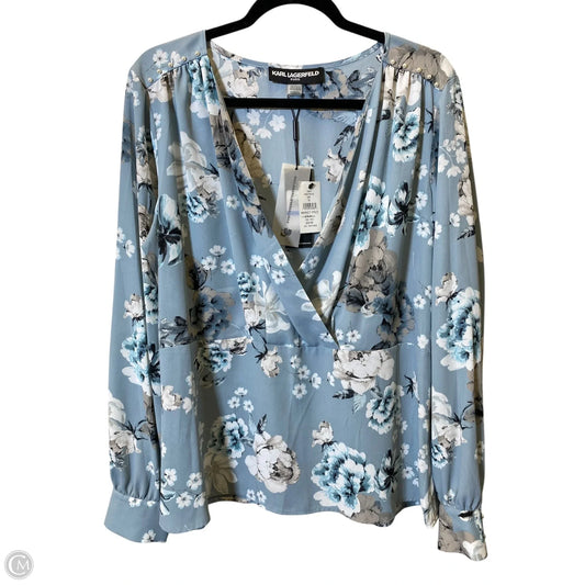 Top Long Sleeve Designer By Karl Lagerfeld In Floral Print, Size: Xl