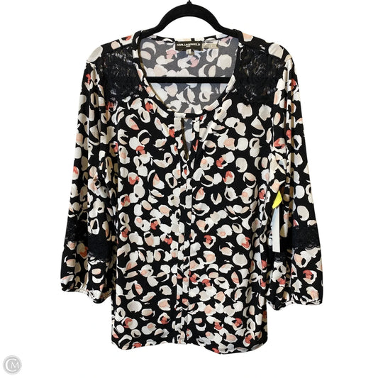 Top 3/4 Sleeve Designer By Karl Lagerfeld In Multi-colored, Size: L