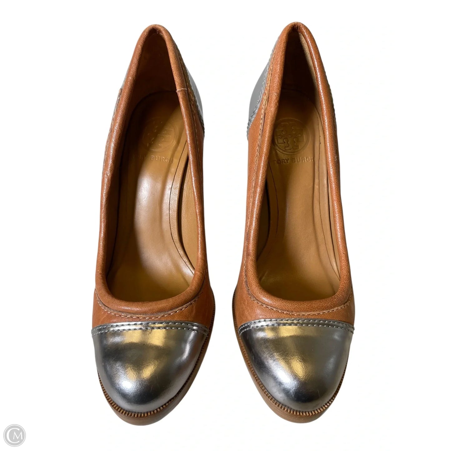 Shoes Designer By Tory Burch In Brown & Silver, Size: 8