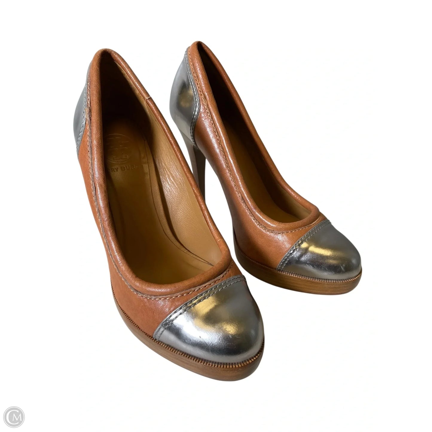 Shoes Designer By Tory Burch In Brown & Silver, Size: 8