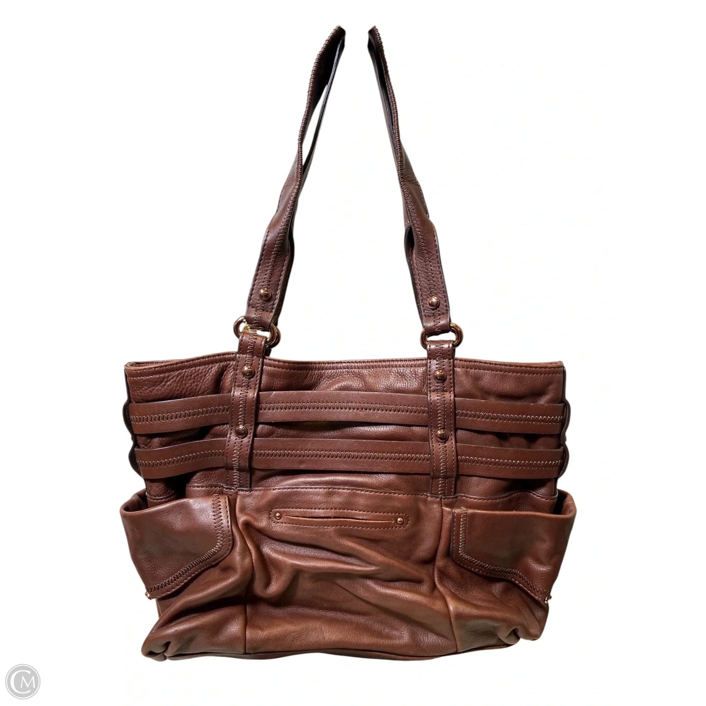 Handbag Leather By Makowsky, Size: Medium