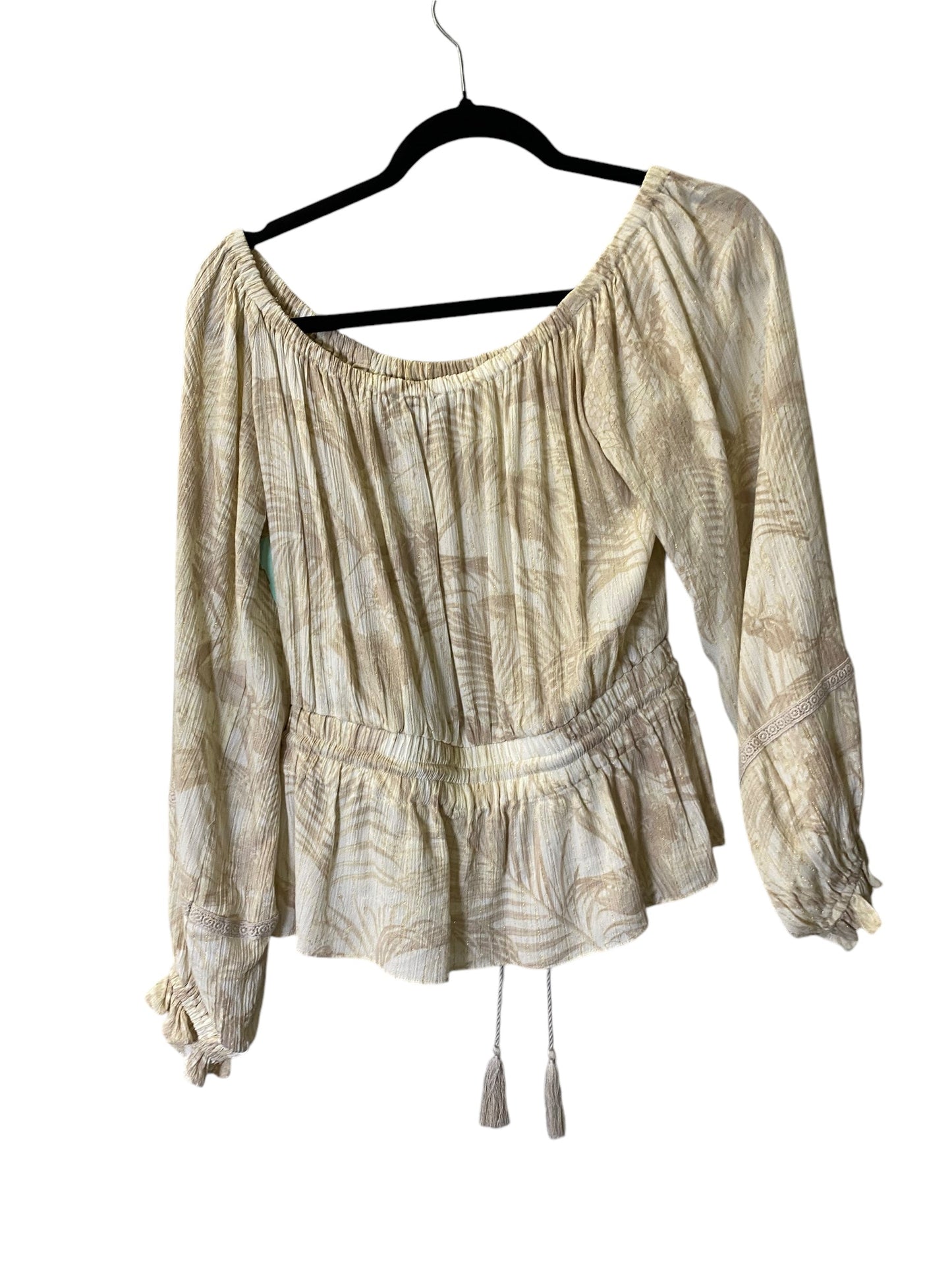 Top Long Sleeve By Inc In Cream, Size: M