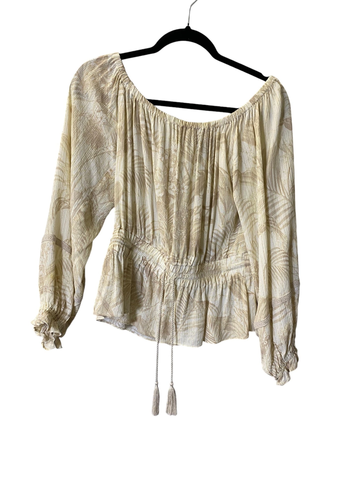 Top Long Sleeve By Inc In Cream, Size: M