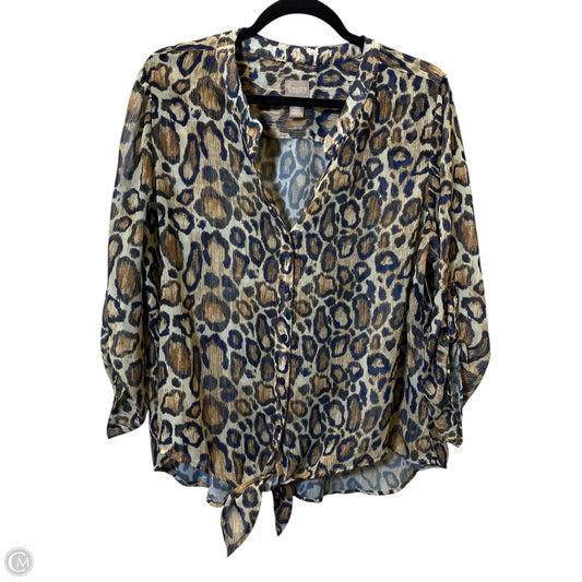 Top Long Sleeve By Chicos In Animal Print, Size: L