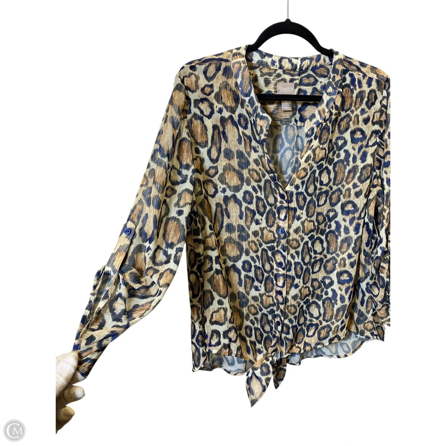 Top Long Sleeve By Chicos In Animal Print, Size: L