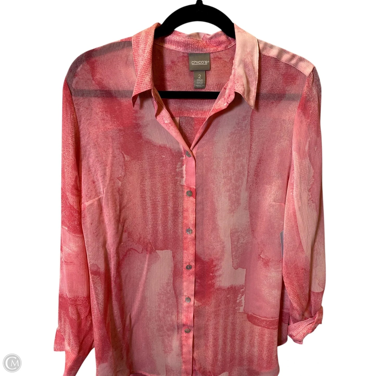Top Long Sleeve By Chicos In Pink, Size: L