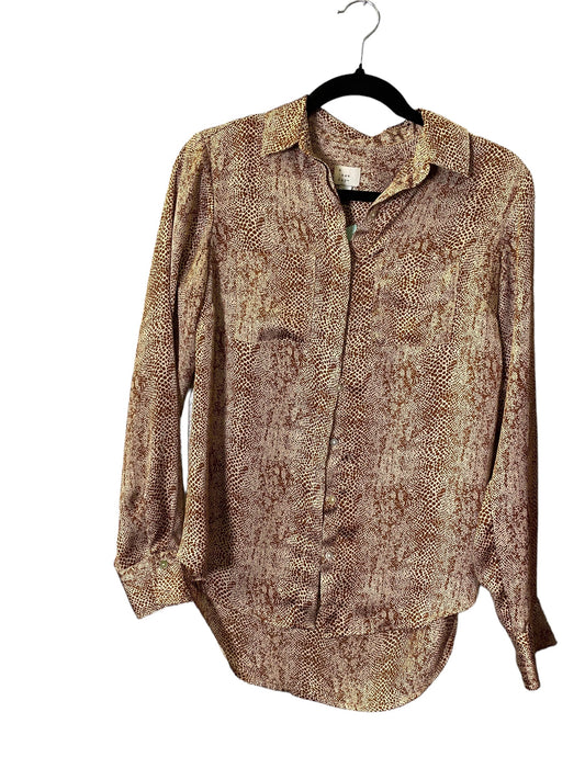 Blouse Long Sleeve By A New Day In Snakeskin Print, Size: Xs