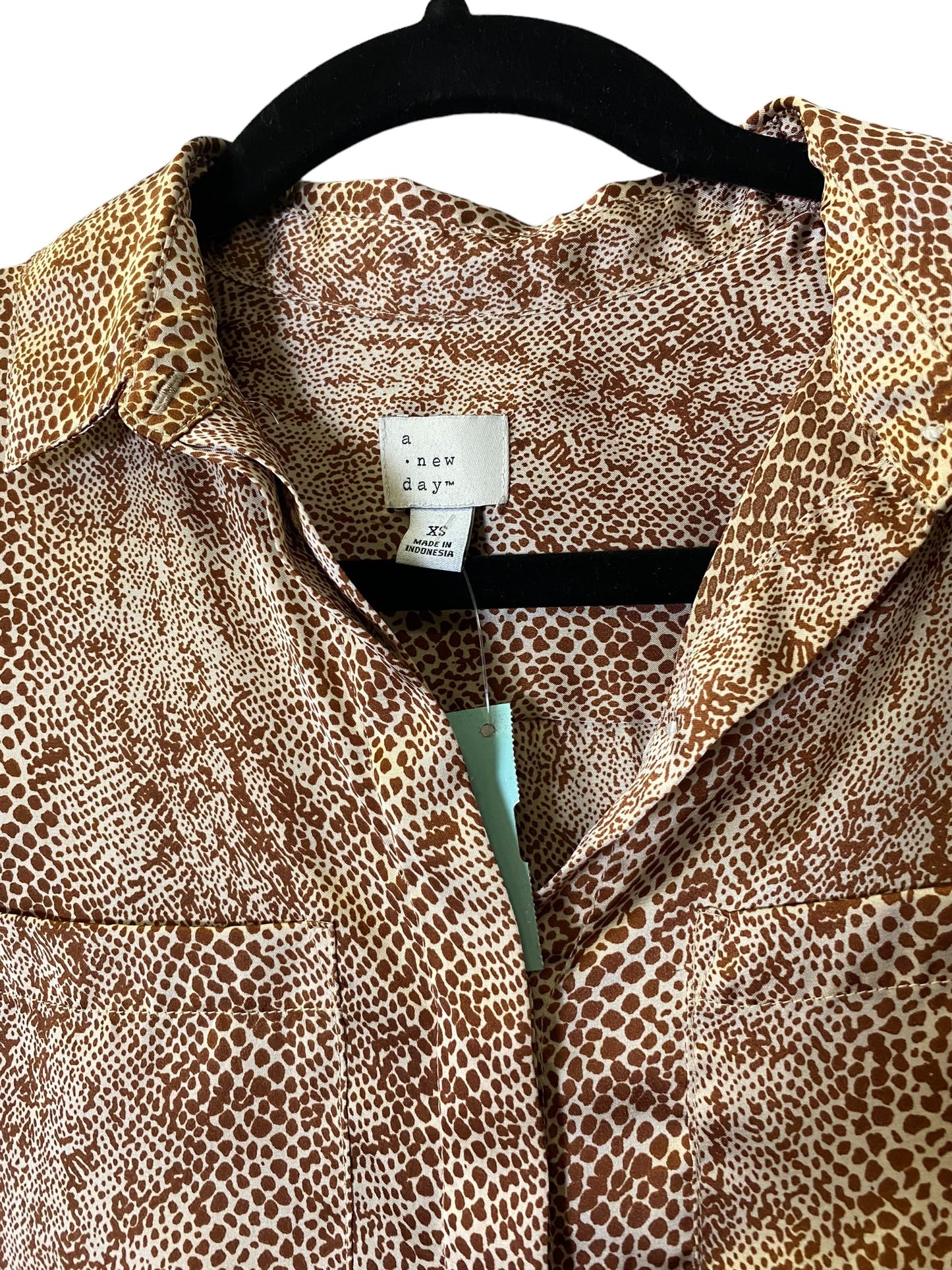 Blouse Long Sleeve By A New Day In Snakeskin Print, Size: Xs