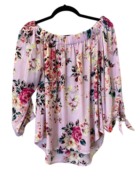 Floral Print Top 3/4 Sleeve Express, Size M