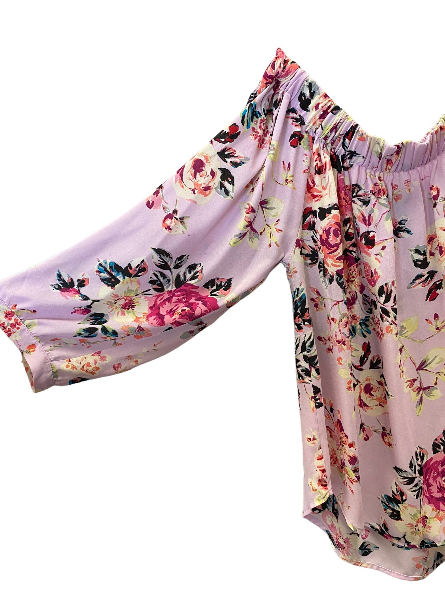 Floral Print Top 3/4 Sleeve Express, Size M