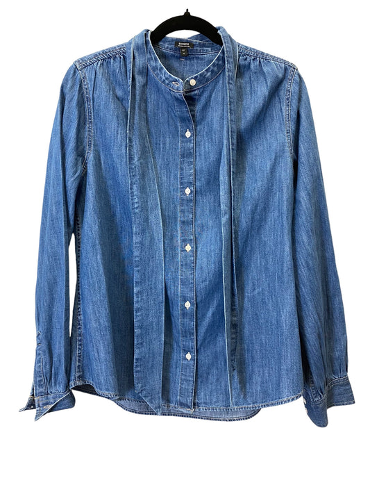 Blue Denim Blouse Long Sleeve Express, Size M